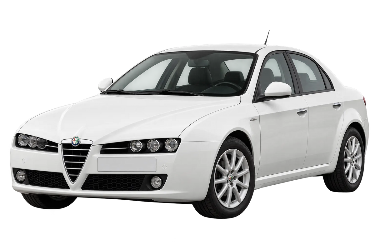 Witte Alfa Romeo 159 939, schuin van voren