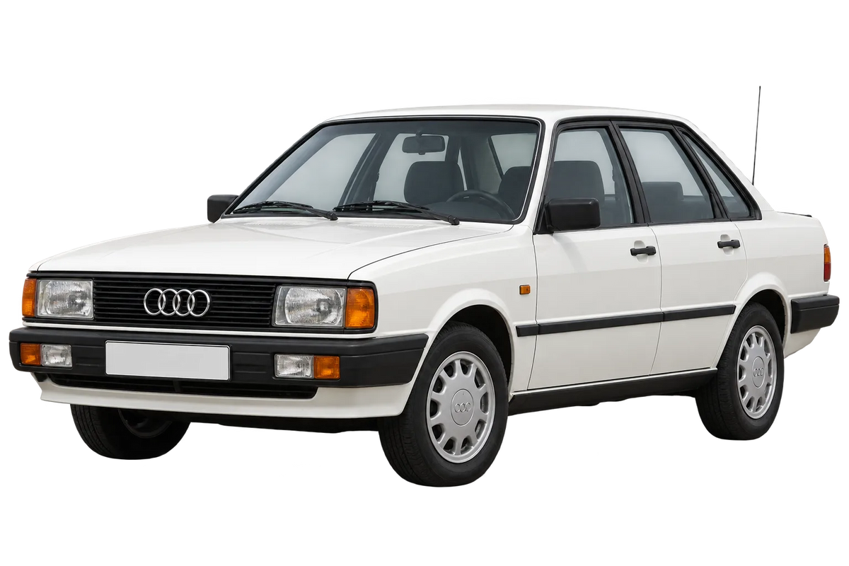 Witte Audi 90 85, schuin van voren