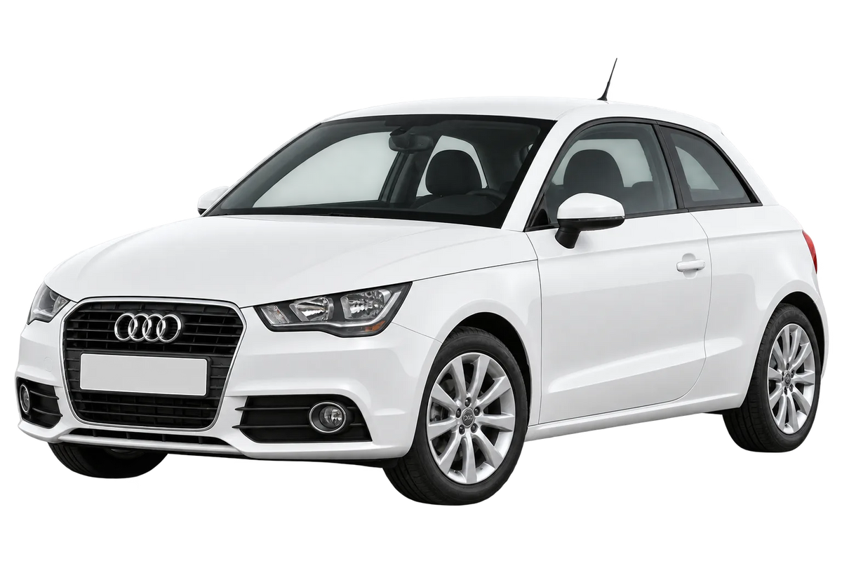 Witte Audi A1 8X, schuin van voren