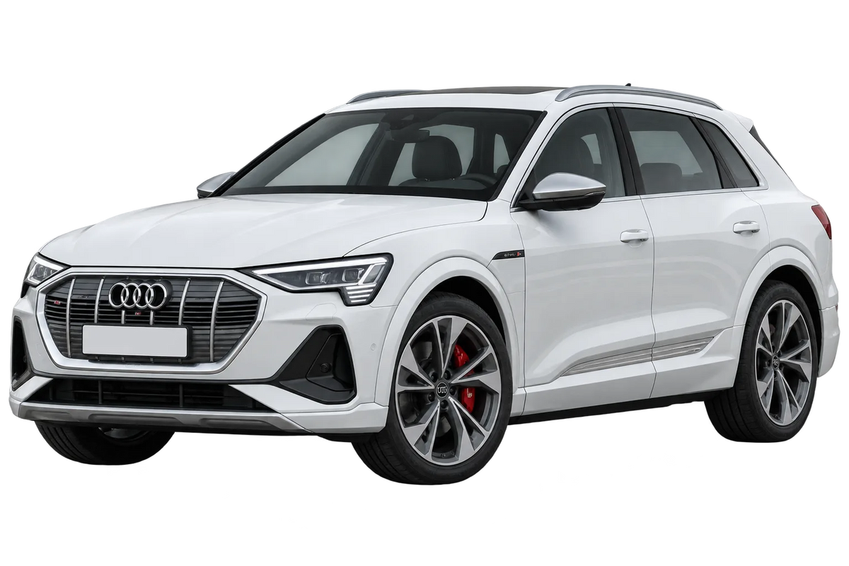 Witte Audi e-tron GE S - SUV, schuin van voren