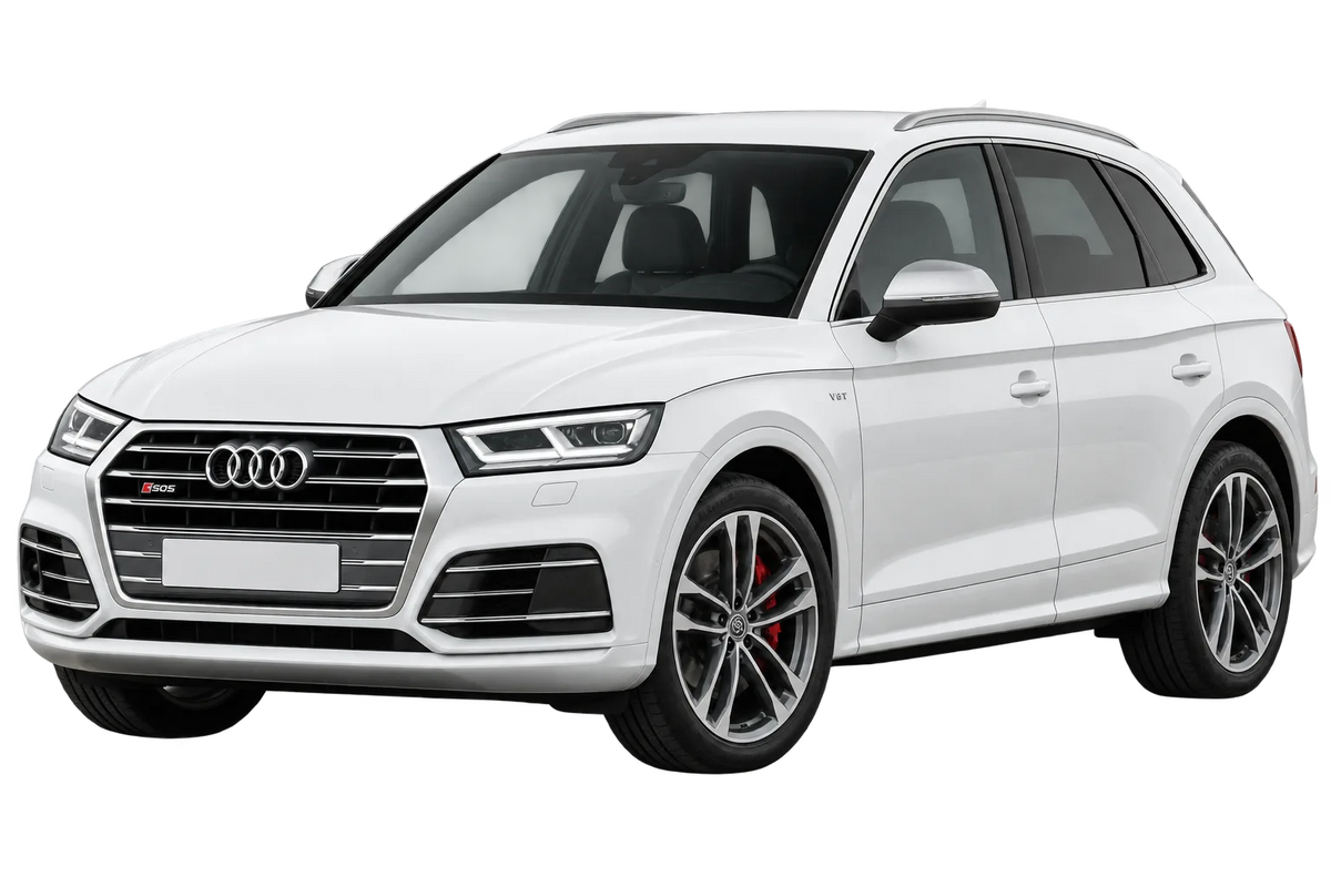 Witte Audi SQ5 FY SUV, schuin van voren