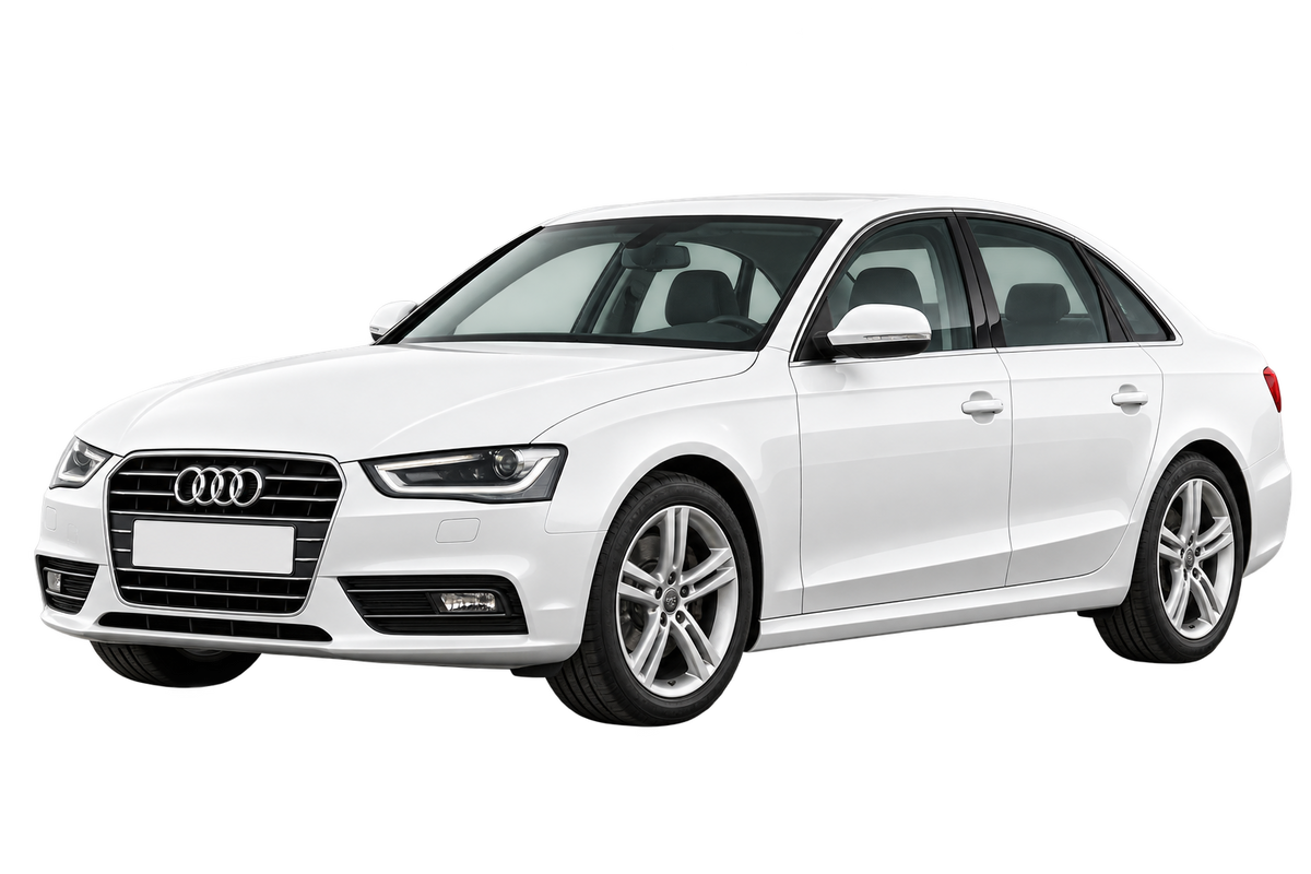 Witte Audi A4 B8, B81 Limousine Facelift, schuin van voren