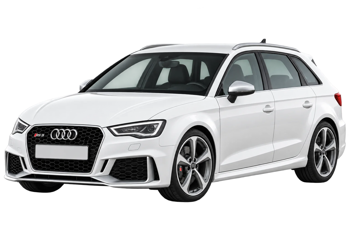 Witte Audi RS 3 8V Sportback, schuin van voren