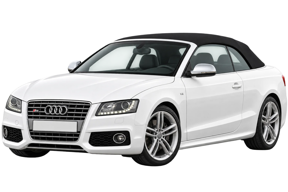 Witte Audi S5 B8, B81 S5 Cabriolet / 245 kW, schuin van voren