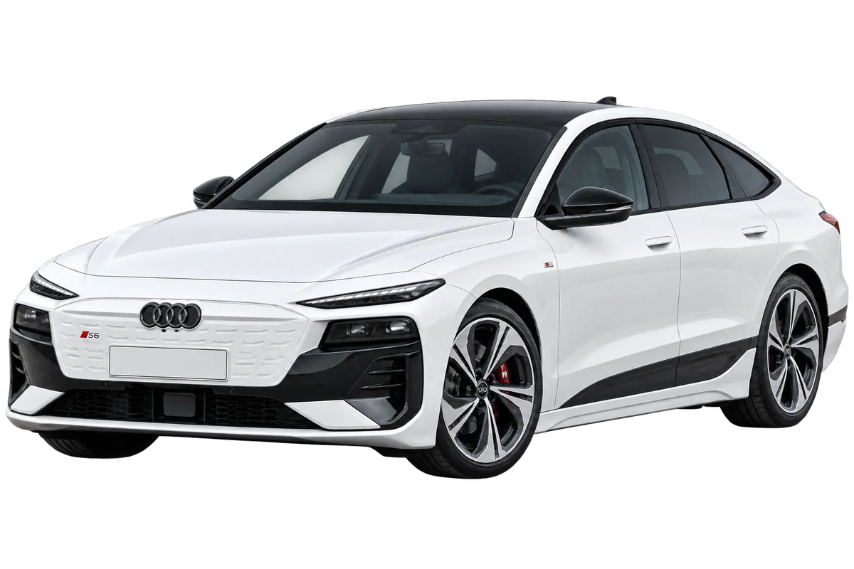 Witte Audi S6 GH S6 Sportback e-tron, schuin van voren