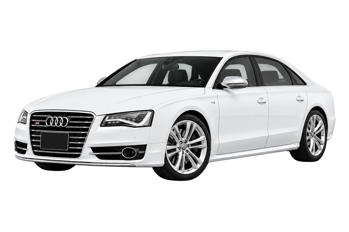 Witte Audi S8 4H D4, schuin van voren