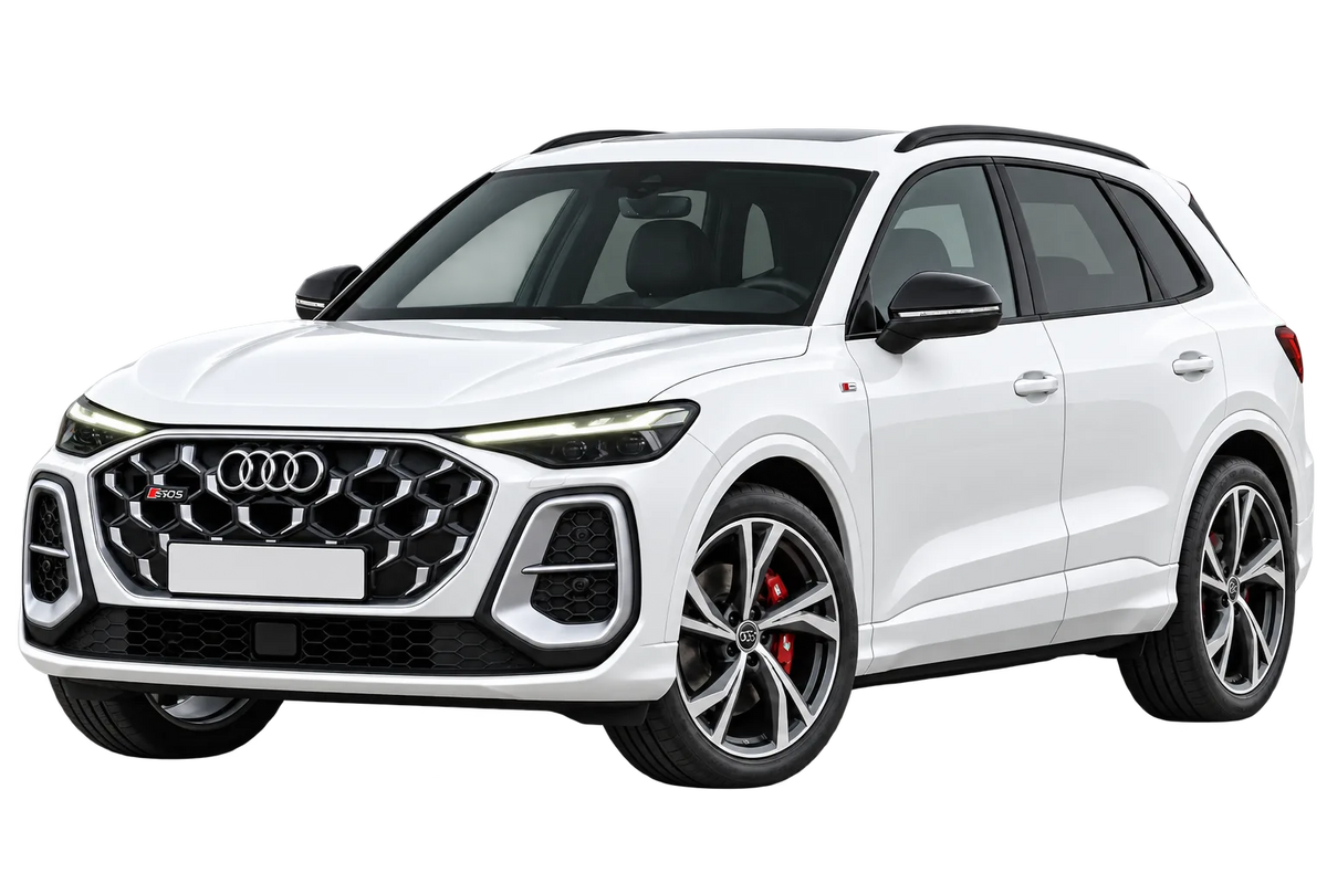 Witte Audi SQ5 FY GU SUV, schuin van voren