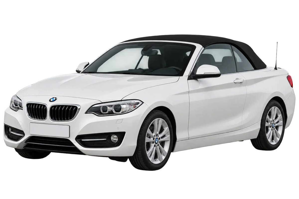 Witte BMW 2er Reihe 1C F23 Cabriolet, schuin van voren