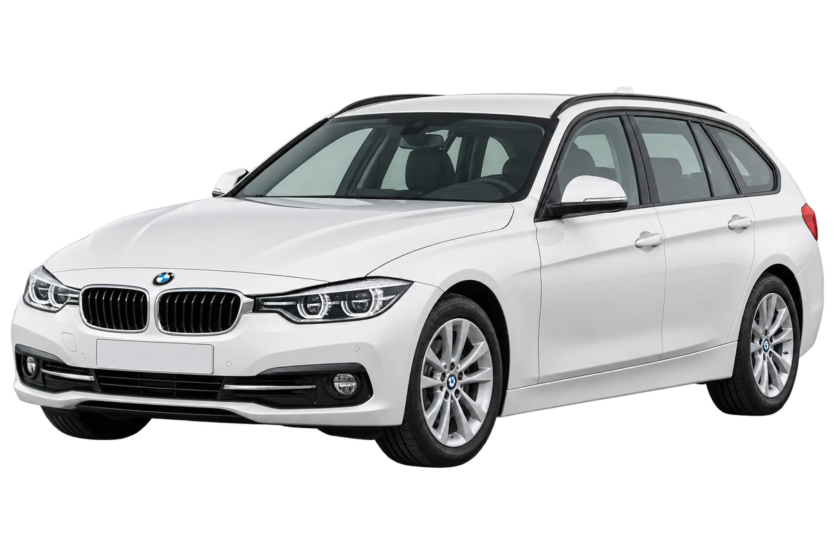 Witte BMW 3er Reihe 3K F31 Touring incl. xDrive - Facelift 2015, schuin van voren