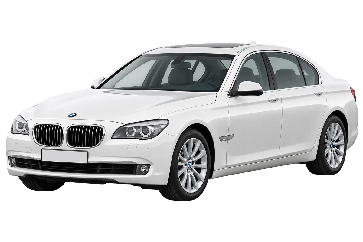 Witte BMW 7er Reihe 701, 7L F01-02 non a quattro ruote sterzanti, schuin van voren