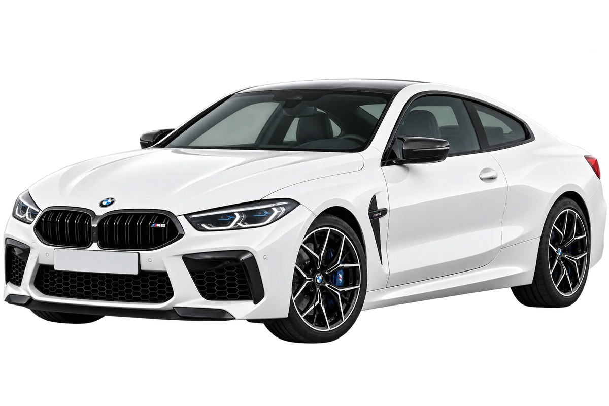 Witte BMW M8 F8CM F92 Coupé / 441 kW - 460 kW, schuin van voren