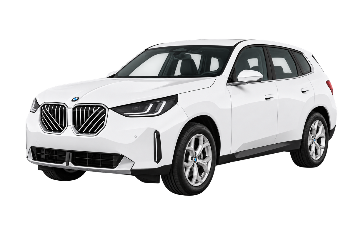 Witte BMW X3 G3XN G45, schuin van voren