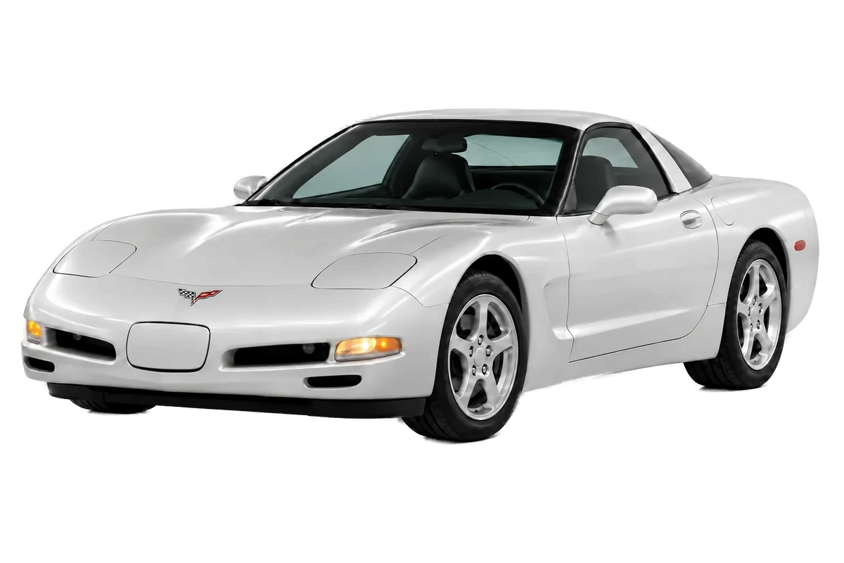 Witte Chevrolet Corvette Y C5, schuin van voren