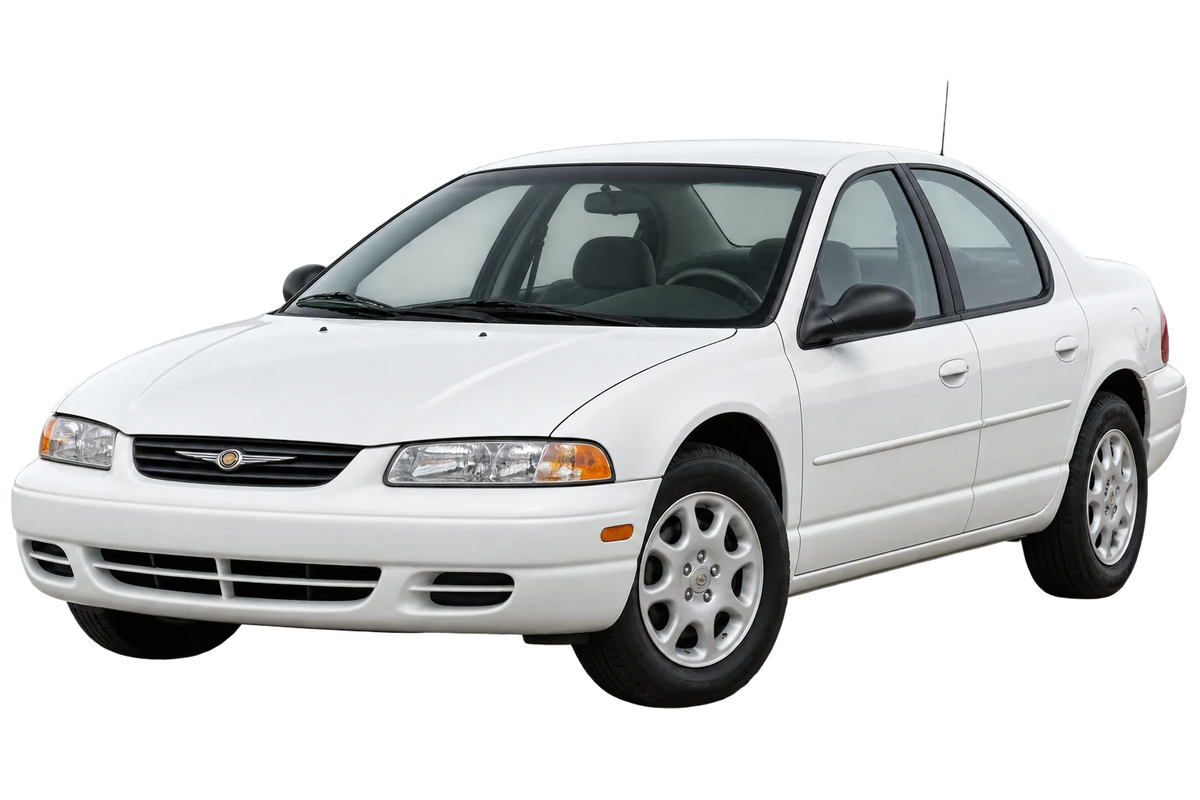 Witte Chrysler Stratus JA (M.6.) Limousine, schuin van voren