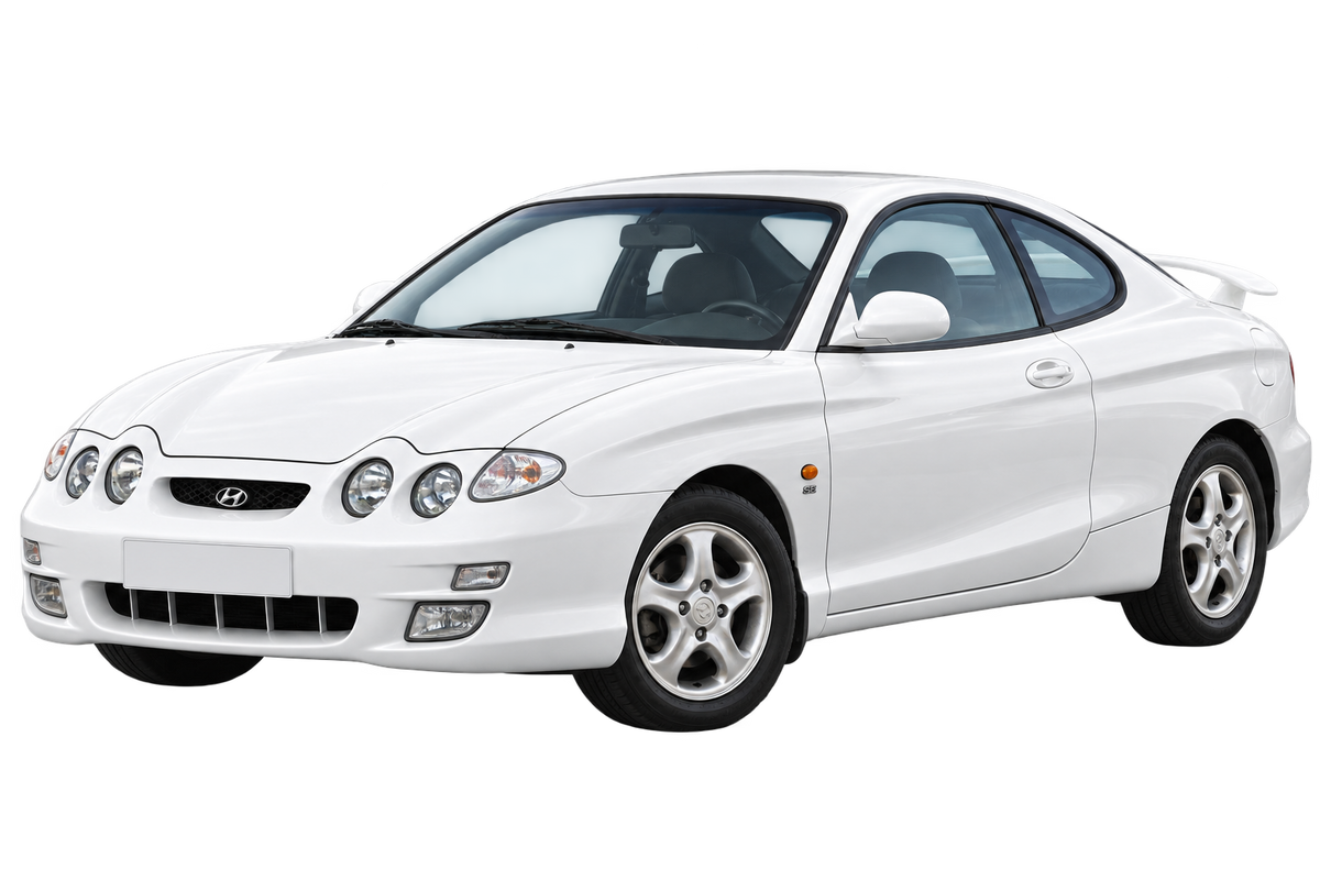 Witte Hyundai Coupe RD Coupé, schuin van voren