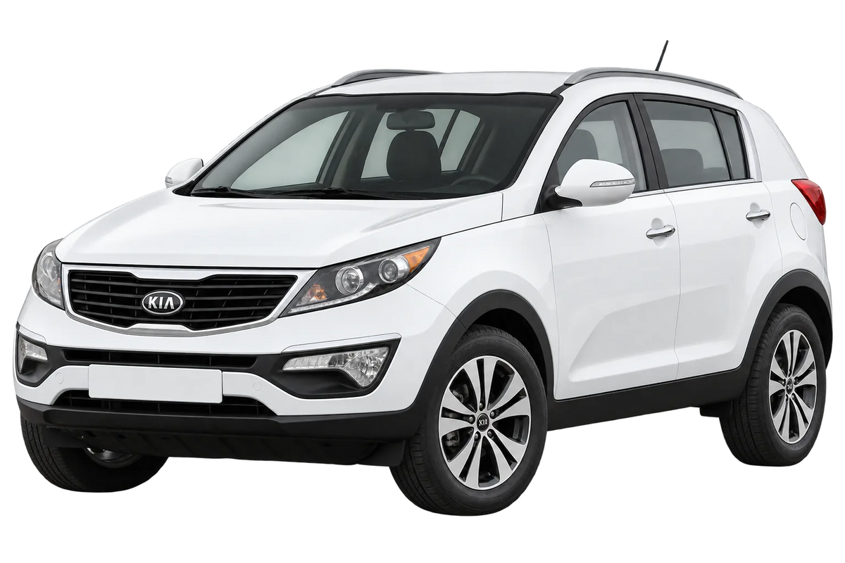 Witte Kia Sportage SLS, SL, schuin van voren