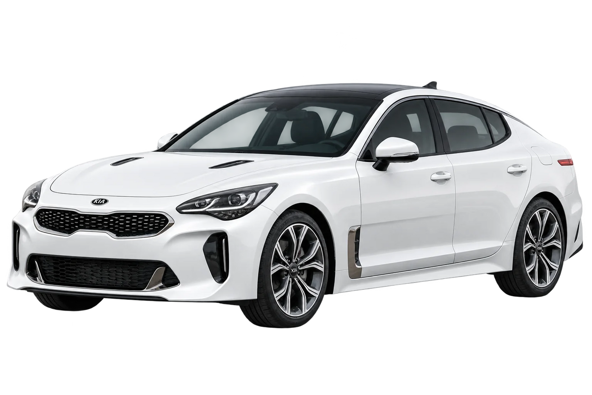 Witte Kia Stinger CK, schuin van voren