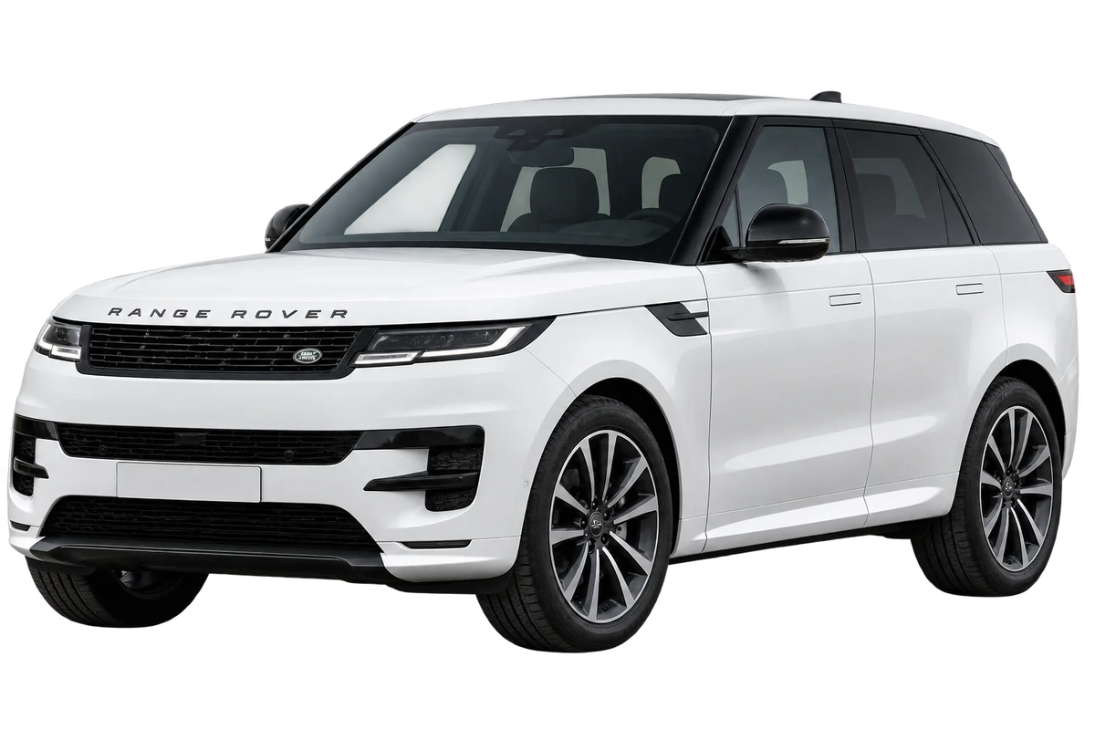 Witte Land Rover Range Rover Sport L1, schuin van voren