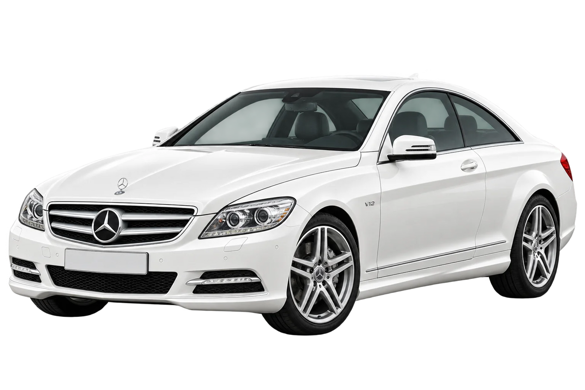 Witte Mercedes CL-Klasse 216 C216 CL 500 / CL 600 Facelift 2010, schuin van voren