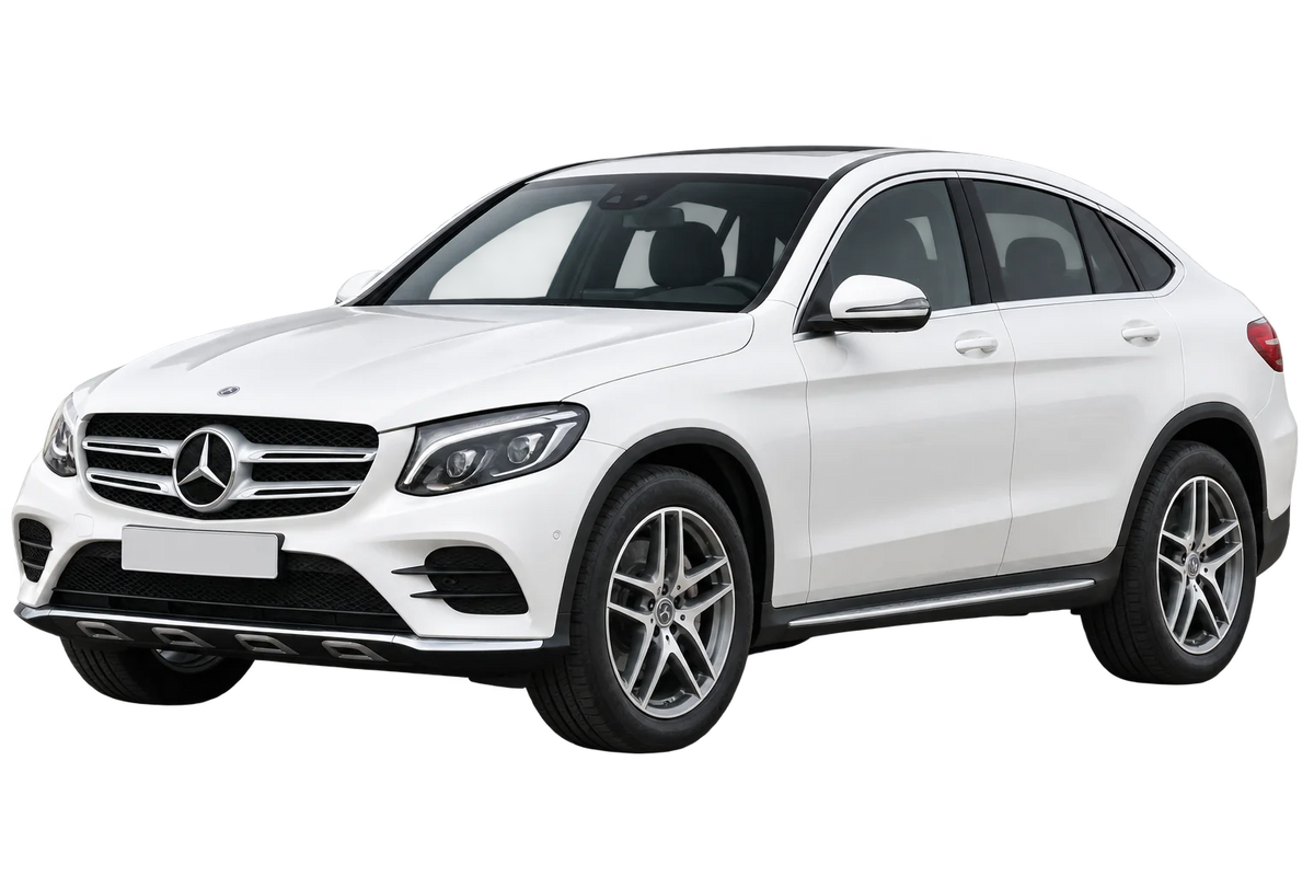 Witte Mercedes GLC 204X C253 Coupé, schuin van voren