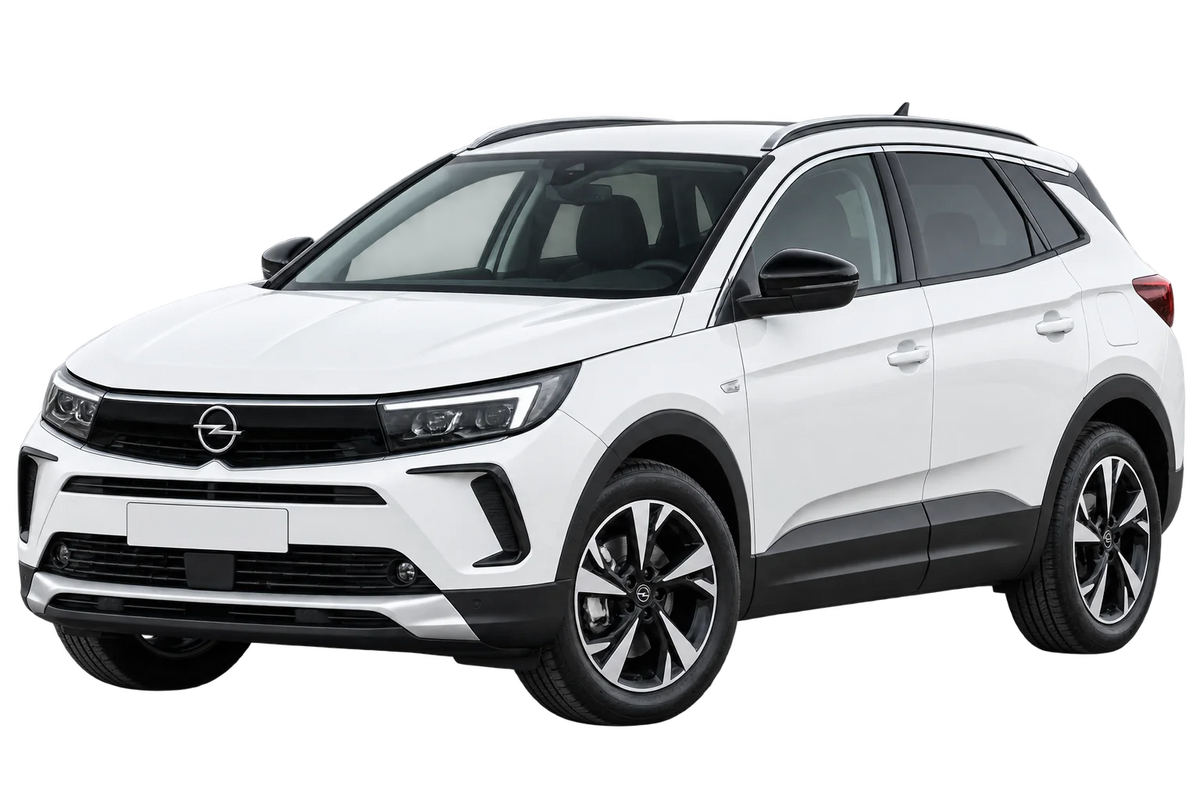 Witte Opel Grandland Z Facelift 2021, schuin van voren