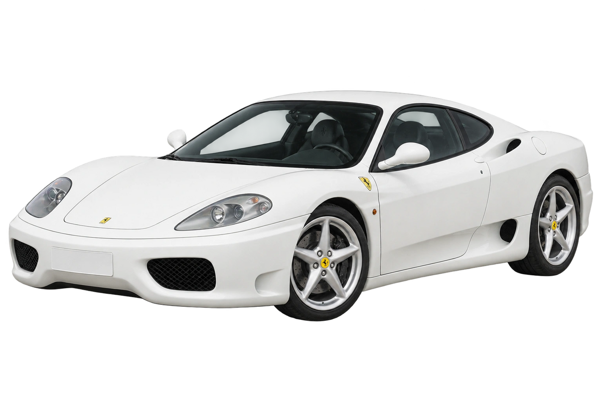 Witte Ferrari 360 Modena F131, schuin van voren
