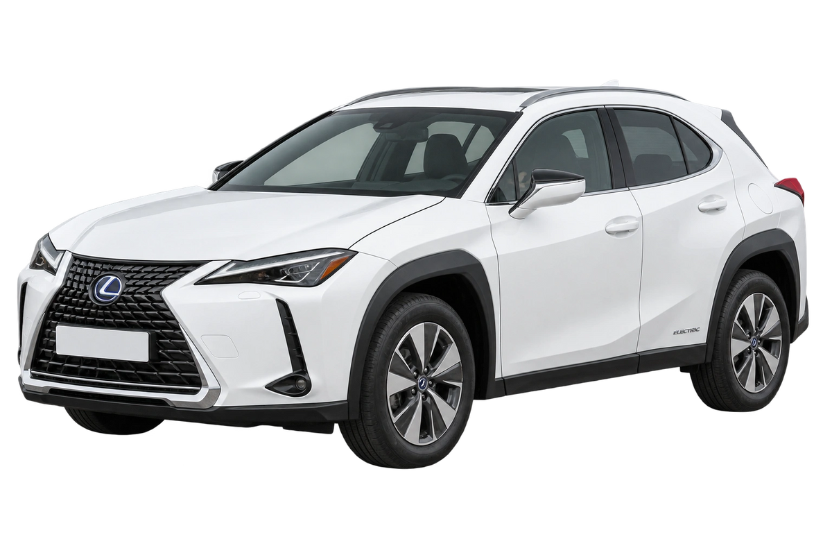 Witte Lexus UX 300e ZA1 (EU,M), schuin van voren