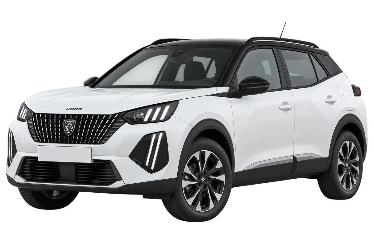 Witte Peugeot 2008 U Facelift 2023, schuin van voren