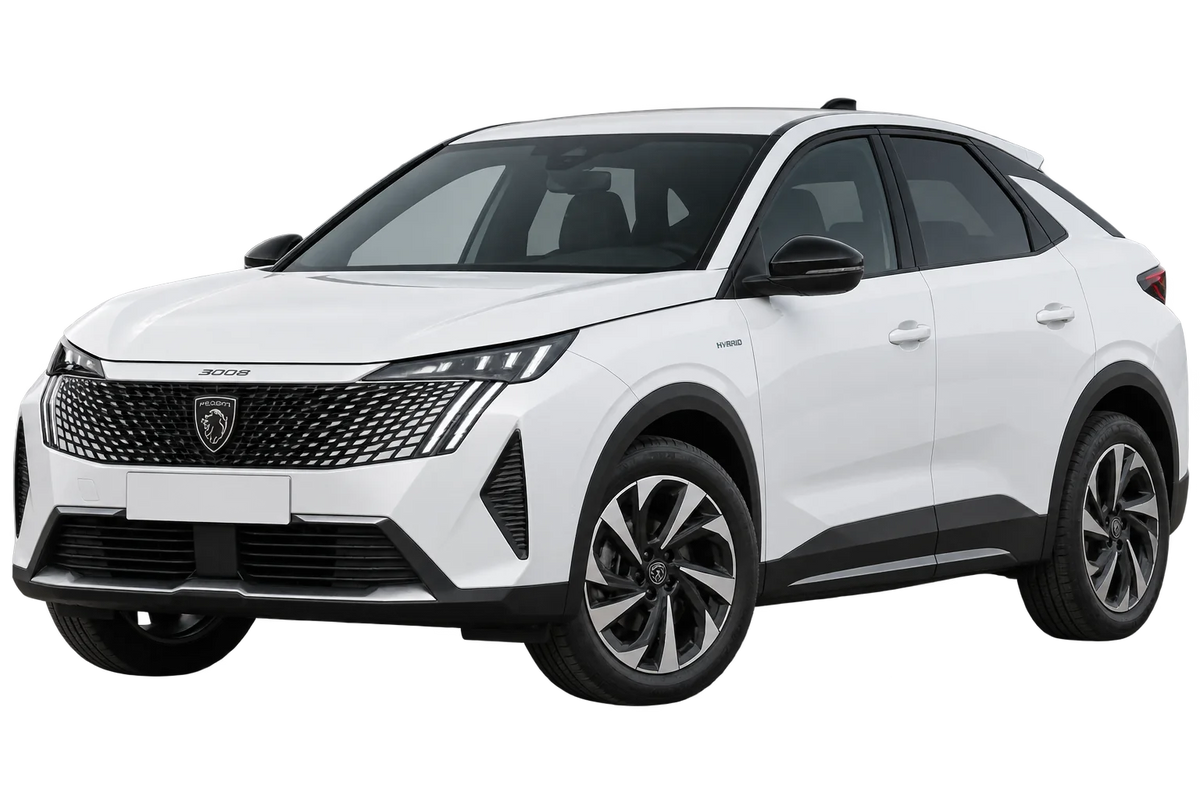 Witte Peugeot 3008 K HYBRID / 5x108, schuin van voren