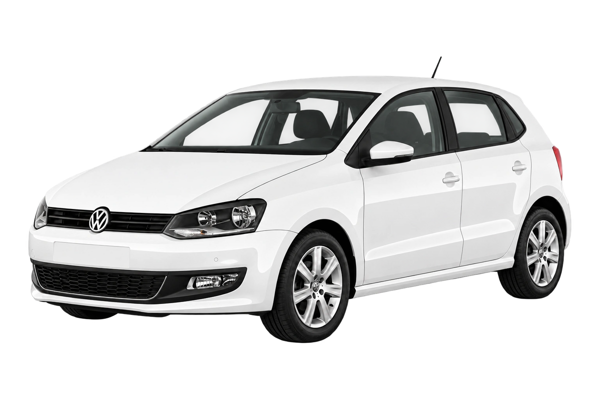 Witte Volkswagen Polo 6R, schuin van voren