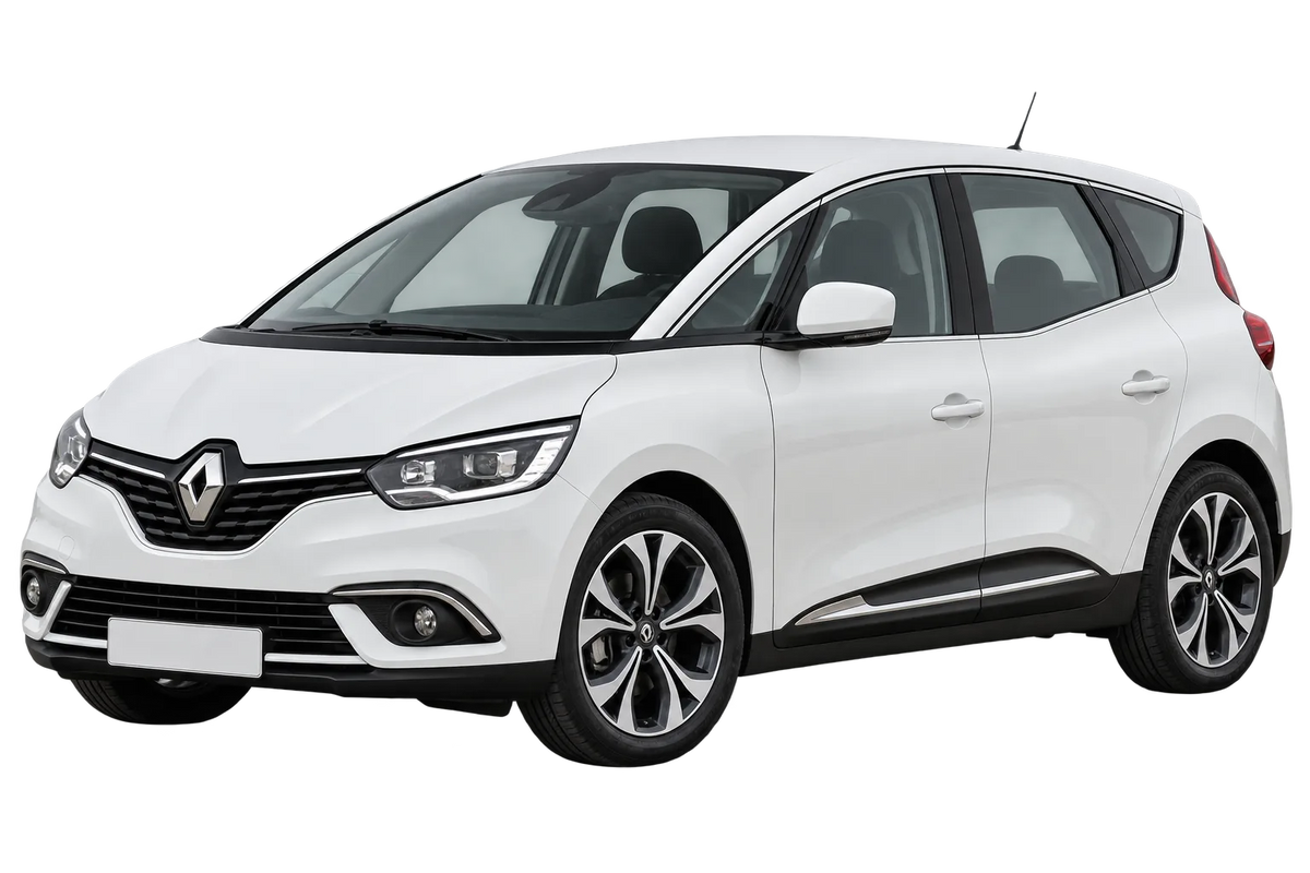 Witte Renault Scenic RFA Scenic IV, schuin van voren
