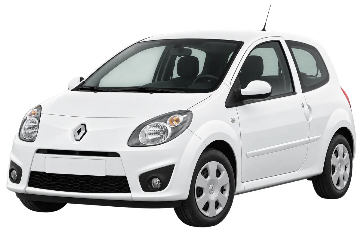Witte Renault Twingo N, schuin van voren
