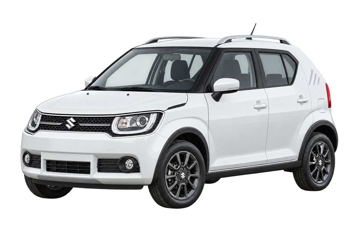 Witte Suzuki Ignis MF, schuin van voren