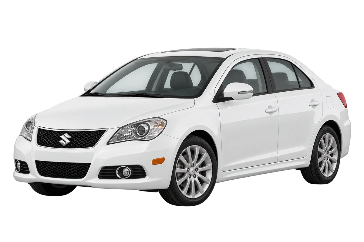 Witte Suzuki Kizashi FR, schuin van voren