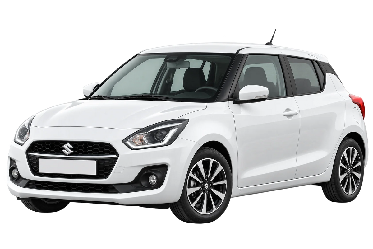 Witte Suzuki Swift AZ Facelift 2020, schuin van voren