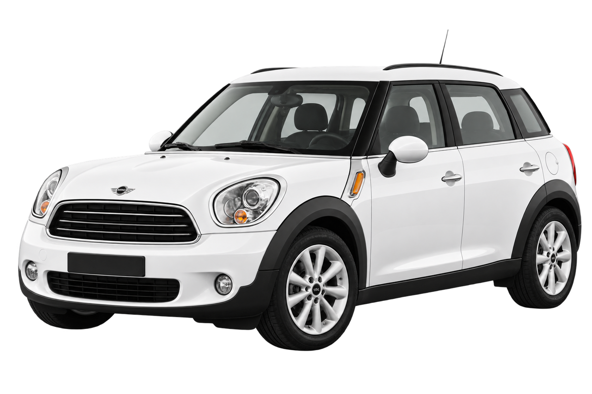Witte Mini Countryman UKL/X, -C/X, -/N1 R60, schuin van voren