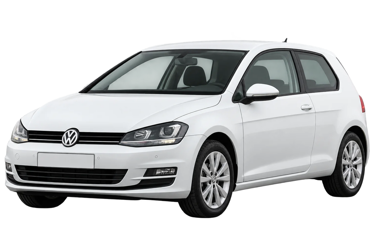 Witte Volkswagen Golf (VII) AU 3 porte asse posteriore a torsione, schuin van voren