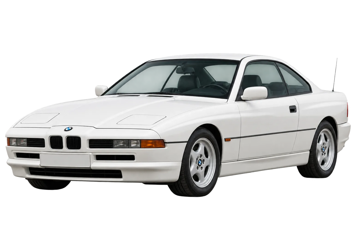 Witte BMW 8er Reihe 8/E E31, schuin van voren