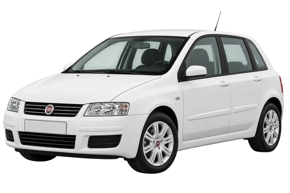 Witte Fiat Stilo 192, schuin van voren