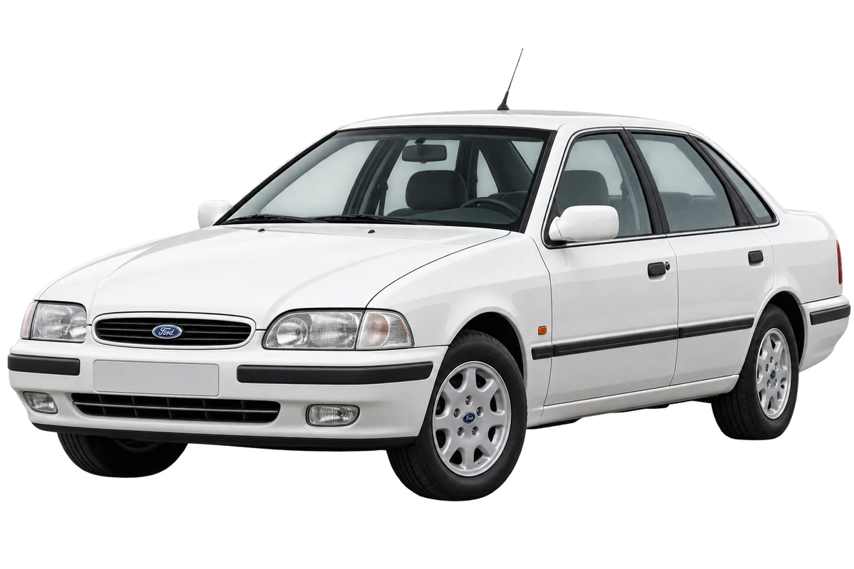 Witte Ford Scorpio GNR, schuin van voren