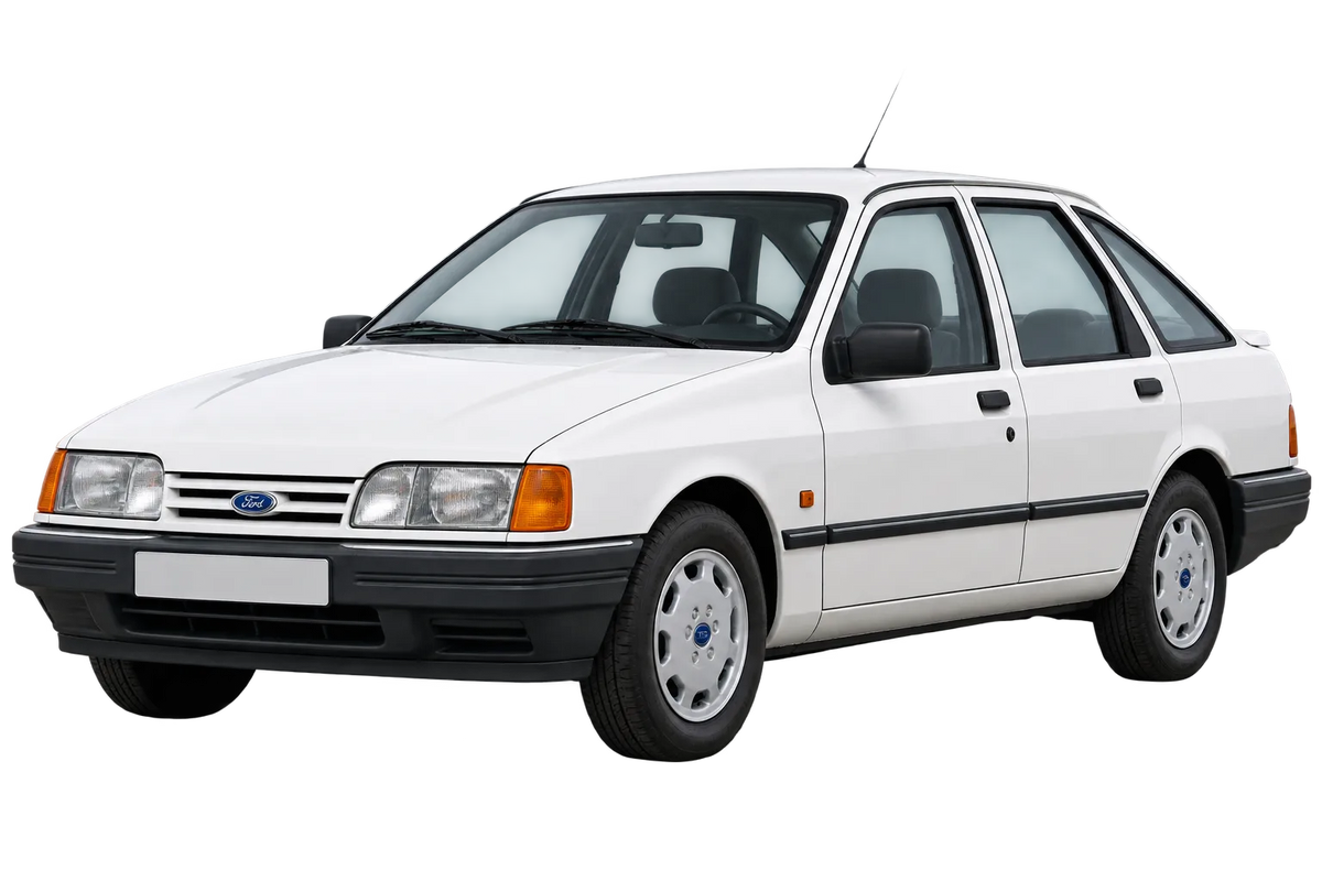 Witte Ford Sierra BNG, schuin van voren