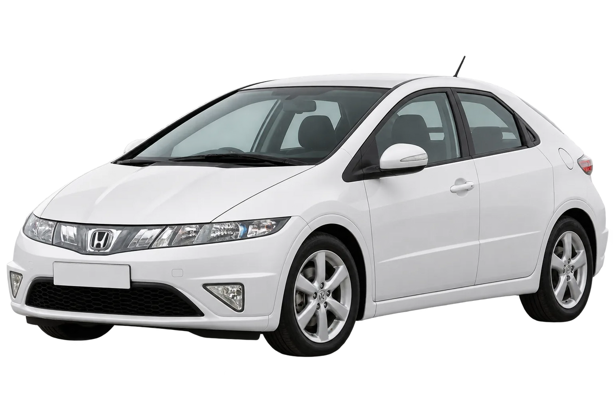 Witte Honda Civic FN1, FN2, FN3, FN4 Type R / Type S, schuin van voren