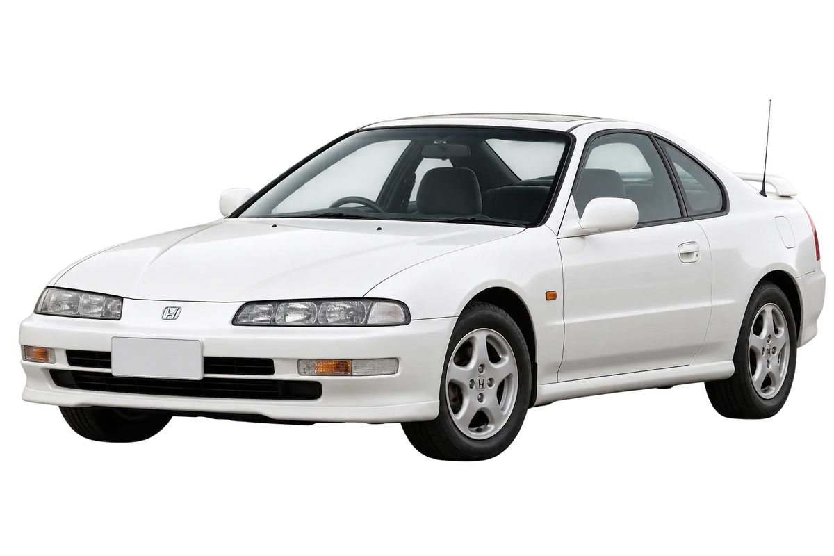 Witte Honda Prelude BB3, schuin van voren