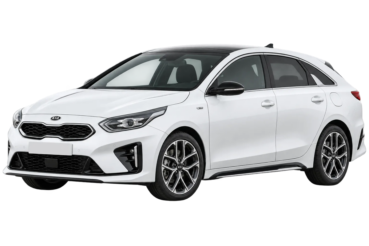 Witte Kia CEED CD PROCEED, schuin van voren