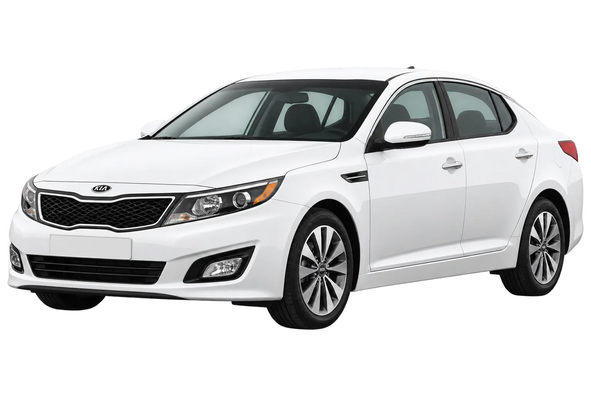 Witte Kia Optima TFE Hybrid 2.0 CVVT, schuin van voren