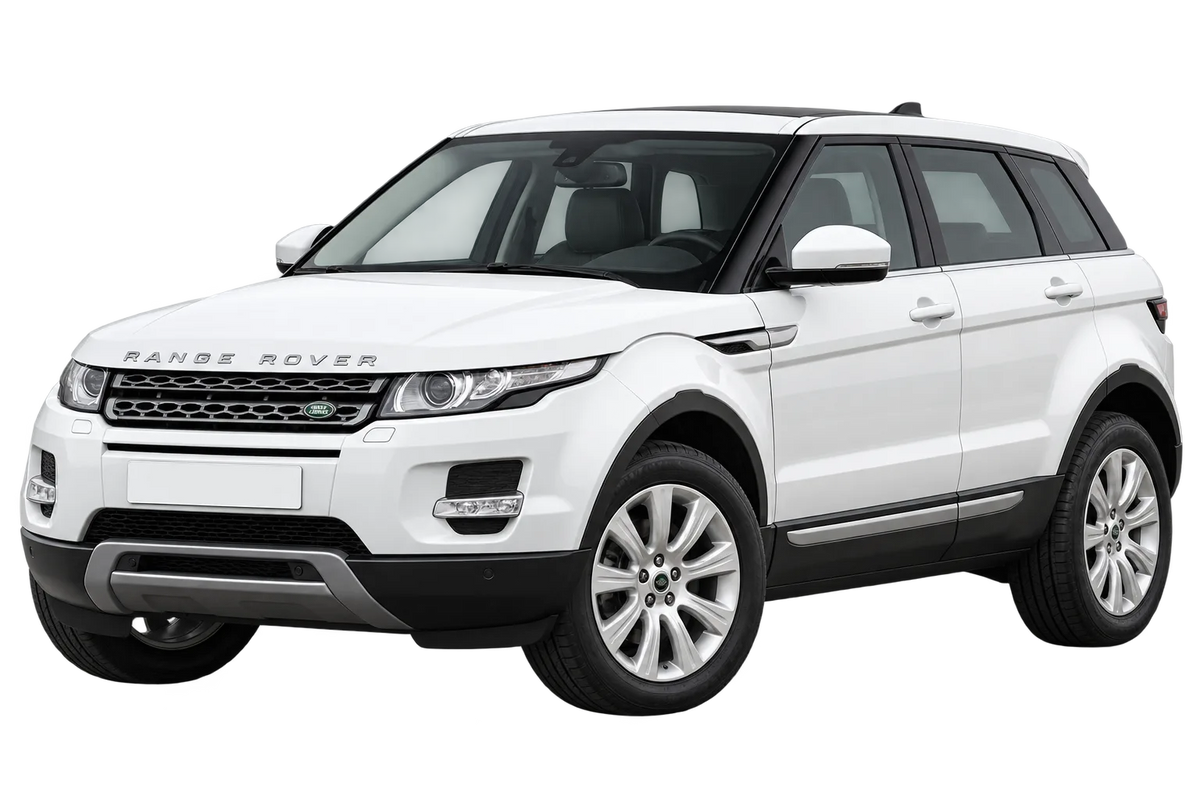 Witte Land Rover Range Rover Evoque LV SUV, schuin van voren