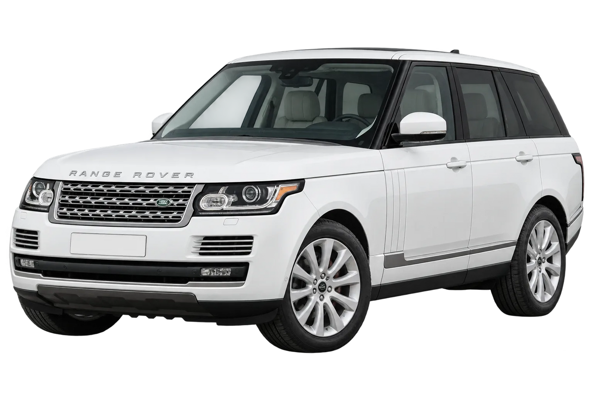 Witte Land Rover Range Rover LG, schuin van voren