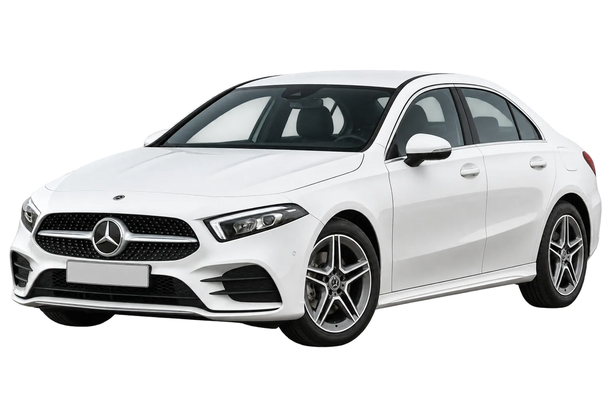 Witte Mercedes A-Klasse F2A V177 Berlina - Notchback, schuin van voren