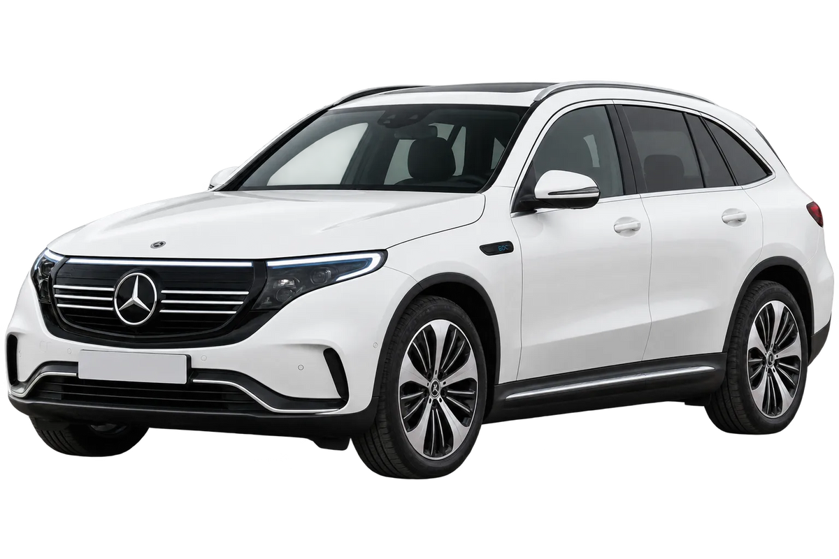Witte Mercedes EQC 204X N293, schuin van voren