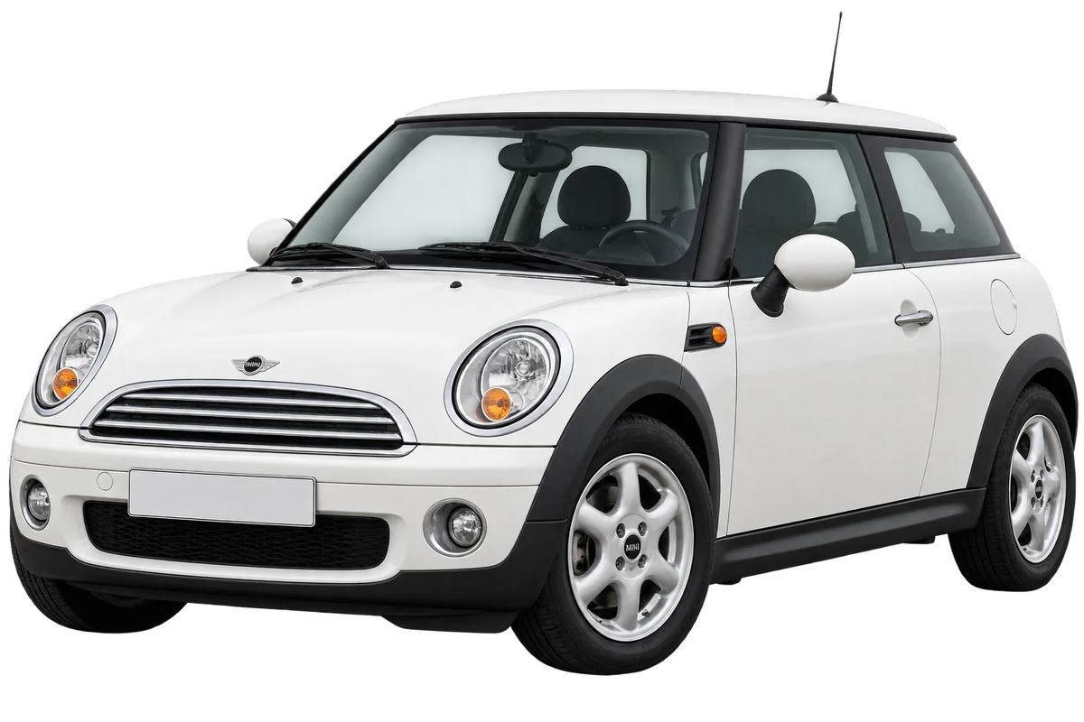 Witte Mini Cooper R50, Mini, schuin van voren